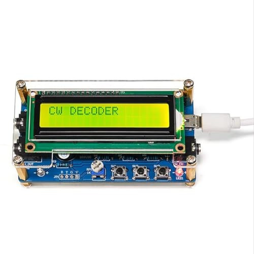 Gvvsjgdbis Verbesserter CW Morsecode-Decoder fertig + Hülle mit digitalem LCD CW Trainer Morsecode-Decoder-Kit