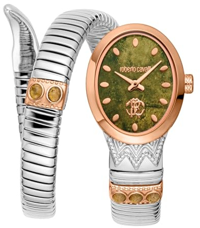Roberto Cavalli Damen Analog Quarz Uhr mit Edelstahl Armband RC5L104M0075
