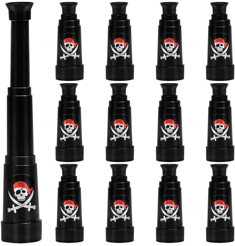 Fernrohr 12 Stück, Ausziehbares Piraten Fernrohr für Piratenparty Geburtstag & Schatztruhe Geburtstag Robustes Teleskop für Piraten Mitgebsel Geburtstag