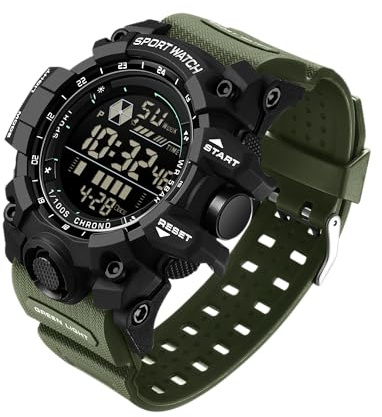 BIEWO Orologio militare da uomo, digitale, sportivo, impermeabile, sveglia, data, tattica, LED, sveglia, cronometro per uomo