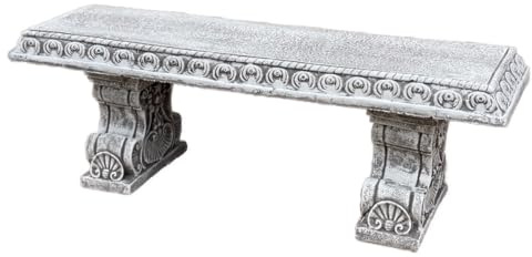 stoneandstyle Deko-Bank aus Steinguss, Grau, 62 cm Breite x 20 cm Höhe x 13 cm Tiefe, 14,6 kg, Frostfest bis -30°C, Handgefertigt in Deutschland