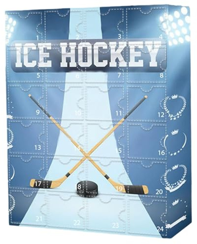 Weihnachts-Adventskalender 2025, 24-teiliges Eishockey-Adventskalender-Hockey-Zubehör-Set für Teenager, Mädchen und Jungen, Weihnachtsdekorationen