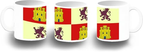 MERCHANDMANIA Taza fotoluminiscente bandera de castilla y leon españa comunidad autonoma brilla oscuridad