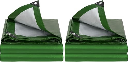 Velway Bâche de Protection 100 g/m² - 3x4 m Bâche avec Oeillets Inoxydable PE Tarpaulin étanche Revêtement Imperméable Portable pour Jardin, Voitures, Piscines, Bateaux, Camping - Vert (Lot de 2)