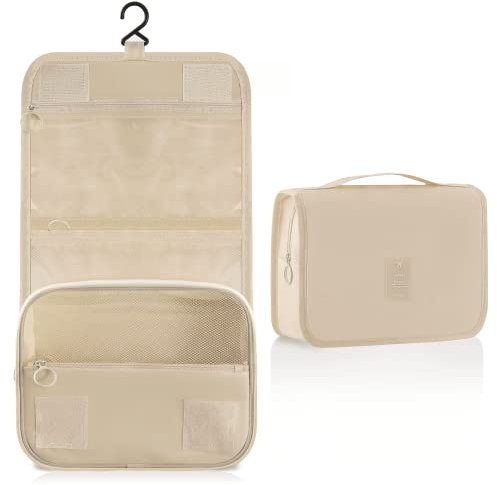 Larlary Trousse de Toilette,Trousse de Toilette Voyage,Sac de Toilette Imperméable et Suspendu (Brown)