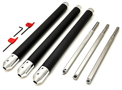 Simple Woodturning Tools Carbide Lathe Turning Tool Set of 3 Full Size with 17 Foam Grip Handles, USA Made
