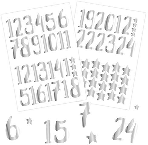 Papierdrachen 24 Adventskalender Zahlenaufkleber - Silber | Nummer 69 - Sticker für deinen Weihnachtskalender - zum Basteln und Dekorieren