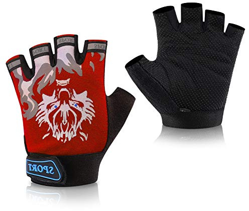 Accmor Kids Fishing Gloves, Half Finger, Spandex, Medium, for Outdoor Sports, Children's Protective Gloves