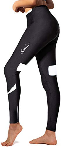 Santic Fahrradhose Lang Damen Gepolsterte Winter Thermo Leggings Radlerhose Radhose Radsport Lange Hosen Tights Elastische Schnell Trocknend Weiß M