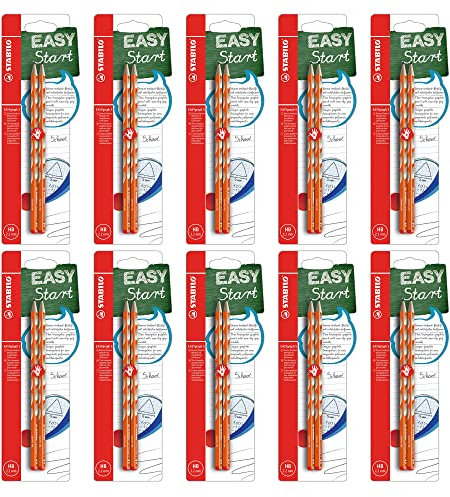 STABILO - Schmaler Dreikant-Bleistift für Rechtshänder - EASYgraph S in orange - 10x 2er Pack - Härtegrad HB