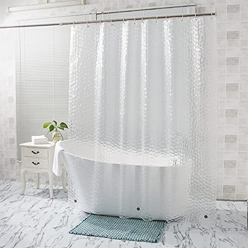 Cicilin Rideau de Douche 100% EVA Semi Transparent 3D Rideau Salle de Bain Anti-moisissure Antibactérien Imperméable (Largeur 150cm, Hauteur 180cm)