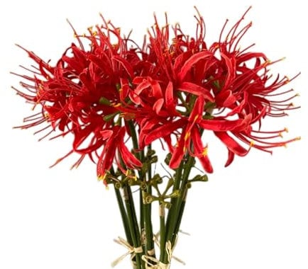 XIZHI 5 Stiele Künstliche Spinnenlilie Blumen 23,6 Zoll Lycoris Blumenzwiebeln Spinnenlilien Künstliche Blumen mit langem Stiel Real Touch für Fotografie Hotel Garten Dekoration (Rot)