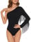 Durio Body Damen Elegant Bodysuit Women Sexy Langarm Sheer Oberteil mit Quasten Festival Party Outfit Damen Schwarz L