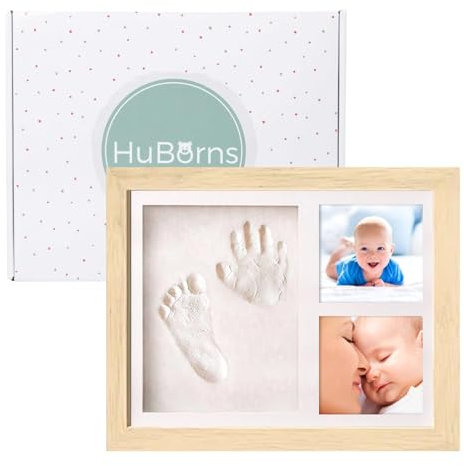 HuBorns - Cadre Empreinte Main Pied Bebe avec Argile Anti-fissuration, Kit Empreinte Bebe pour Cadeau Bebe Naissance, Cadre Empreinte Bébé avec Matériaux de Qualité Idéal comme Cadeau Naissance Fille