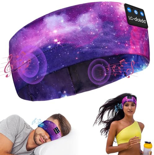 LC-dolida Schlafkopfhörer Bluetooth 5.4, Schlaf Stirnband Kopfhörer Headband Schlafmaske, Sportskopfhörer Musik schlafen Stirnband für Sport Training, Joggen, Yoga, Reisen