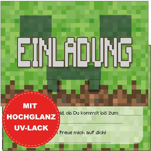 KARTENVERSAND24 Birthday Invitations Boys Gaming Invitation Gamer Children's Birthday Boy Invitation Cards Gamer Gaming Children's Birthday (Game Green)