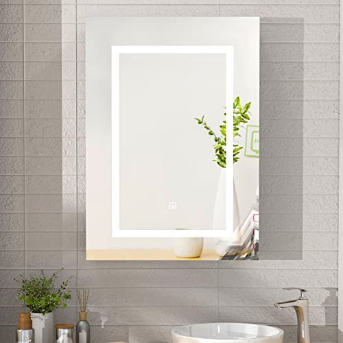 KEEPREAPER Spiegelschrank Bad mit Beleuchtung, Badschrank hängend mit Spiegel und 3 Einlegeböden, Badzimmerschrank für Badezimmer modern, 50x13x70cm