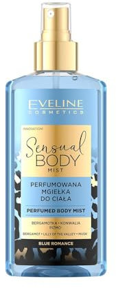 Eveline Cosmetics Blue Romance Sinnliches Körpermist - Erfrischender Fruchtduft mit Amber & Moschus, Alkoholfreie Vegane Formel für Körper, Haare & Kleidung, Praktische Reisegröße