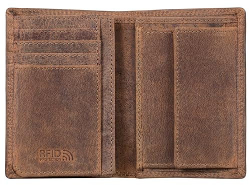 Benthill Herren Ledergeldbörse - Geldbeutel mit RFID-Schutz - Slim Portemonnaie für Herren - Echtem Vintage Leder, Farbe:Brown - Tan (H)