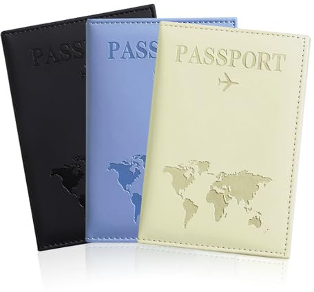 YMTWSRY 3 Stück Reisepasshüllen, Hülle Reisepass Unisex Tasche Passport Wallet Cover Leder Reisepasshülle Verschleißfest Reisepass Schutzhüllen für Pässen Kreditkarten