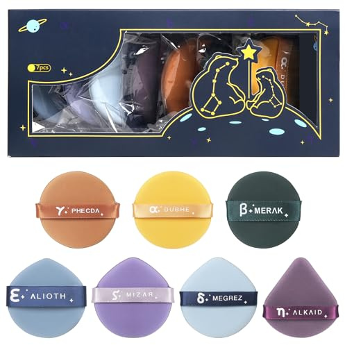 SruidyLady Makeup Puderquaste, Waschbares & Wiederverwendbares Gesichtsschwämmchen für Loose Puder & Foundation – Nass/Trocken Anwendung(7 Stück)