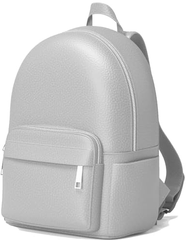 KMISSO Damen Rucksack Veganem Leder Vielseitig Praktisch 30608 Silberfarben