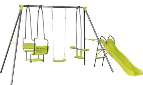 Habitat et Jardin Portique en métal Ludo II avec 4 agrès - 315 x 225 x 195 cm - Vert