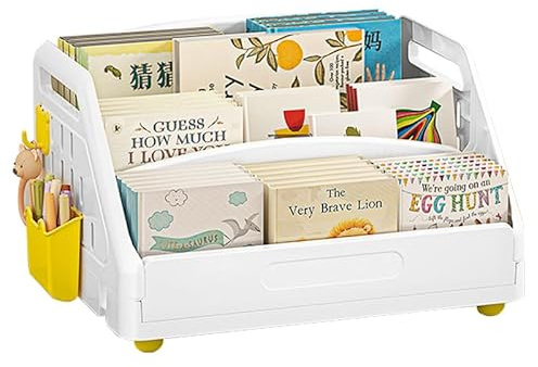 NUODWELL Kids Bookshelf, 3 Tier Children Bookcase, Montessori Bookshelf | Toddler Book and Toy Organizer Cabinet Book Display, for Playroom, Bedroom, Nursery, Classroom (White)
