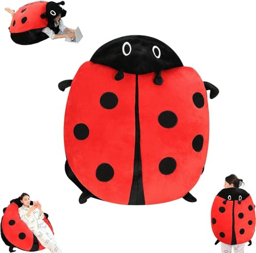 Lady Bug Pillow Wearable Ladybug Pillow Cute Warm Sleeping Wearable Plush Removable Oversized Giant Ladybug Cushion for Children and Adults