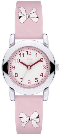 s.Oliver Kinderuhr- 27 mm - Gute Ablesbarkeit - widerstandsfähiges Silikonband - 3 ATM wasserfest - hoher analoge Armbanduhr für Mädchen mit Quarzwerk und verschiedenen Lieblingsmotiven- Geschenkidee