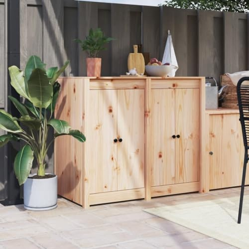 QUAHEAS Türen für Outdoor-Küche MEPPEL aus massivem Kiefernholz 2 Stück 50x9x82 cm mit Metallknäufen praktische Möbeltüren für Schrankfronten und DIY Küchenrenovierung
