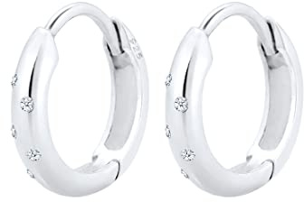 Elli DIAMONDS Earrings Women Creole with Diamonds (0.05 ct.) Sparkling in 925 Sterling Silver