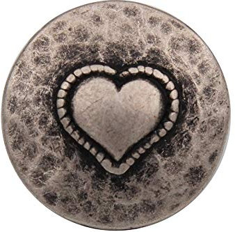 6 Stück silber geschwärzt, antik, Metall Knöpfe Herz günstig 15mm oder 18mm Metallknöpfe, Trachtenknöpfe (15mm)