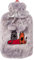 Biggdesign Cats Wärmflasche mit waschbarem und weichem Plüschbezug, Bettflasche für Kinder und Erwachsene, 2L Wärmflasche Gestrickter für Rücken- und Bauchschmerzen, Hot Water Bottle, grau