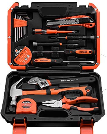 Edward Tools Harden 18 Piece Heavy Duty Tool Set - General Household Tool Kit with Hammer, Pliers, Screwdrivers, Wrench, Knife, Measuring Tape - Heavy Duty Storage Box - For Home, Auto or Electrical R