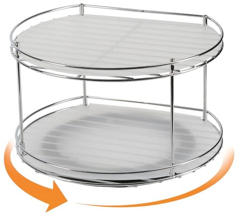 J JACKCUBE DESIGN 2 Tier Lazy Susan Turntable Cabinet Organizer - Rotating Spice Rack Storage Container - Medicine Storage Holder for Cabinets, Pantry, Fridge, Countertops - MK533A