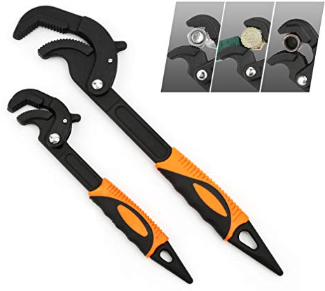 KUOTIAN Multifunktionaler Magic Wrench Universal Verstellbare Schraubenschlüssel 1045 Stahl, Rohrzange Set 10,5 und 15 Zoll, 2-teilig