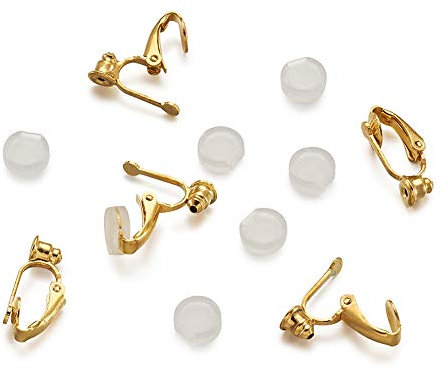 Craftdady 30 Stück Gold Ohrclips Konverter ohne Löcher Ohrring Clip Verschlüsse mit Stange, Komfort Ohrring Pads für die Umwandlung von Ohrsteckern in Ohrclips zur Schmuckherstellung