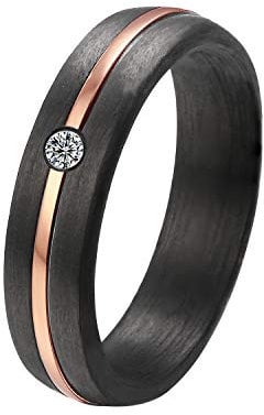 DOOSTI Partnerring/Trauring ELEGANT Carbon mit Edelstahl-Einlage Rose Gold