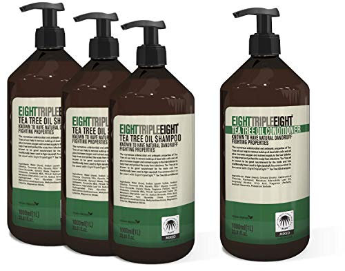 Eight Triple Eight Tea Tree Oil Hair Care Set- 3x Shampoo & 1x Conditioner 1 Litre
