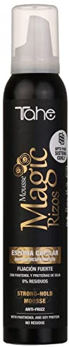 Tahe Magic Rizos Espuma de fijación fuerte y flexible antiencrespamiento para todo tipo de cabellos, 200 ml