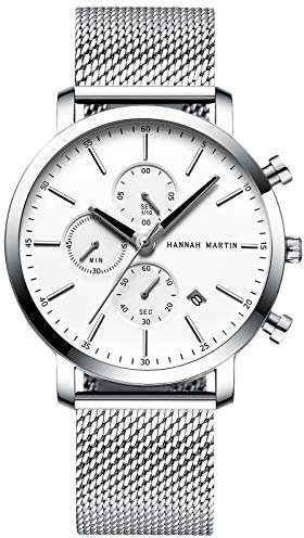 rorios Herren Uhr Chronographen Analogue Quartz Armbanduhr mit Edelstahlband Wasserdicht Business Herrenuhr Mode Uhren für Männer