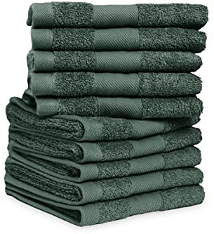 jilda-tex Handtuch Duschtuch Gästetuch Badematte Set Soft Cotton 100% Bio-Baumwolle GOTS (Dunkelgrün, 10er-Set Gästetuch (10x 30x50 cm))