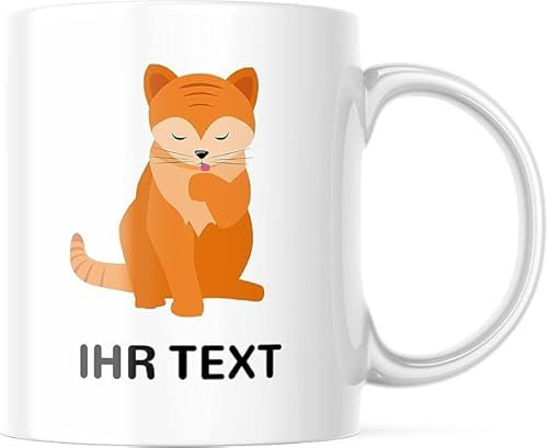 STEMPEL-FABRIK – personalisierte Tasse mit Namen – Kaffeetasse mit Wunschtext individuell gestalten – Geschenk für beste Freundin & Co – Keramiktasse beidseitig bedruckt (330 ml | Katze)