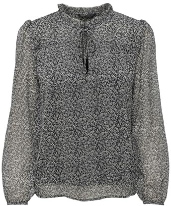ONLY Chemisier Onlditsy L/S WVN Noos pour Femme, Noir/AOP : Cera Ditsy, M