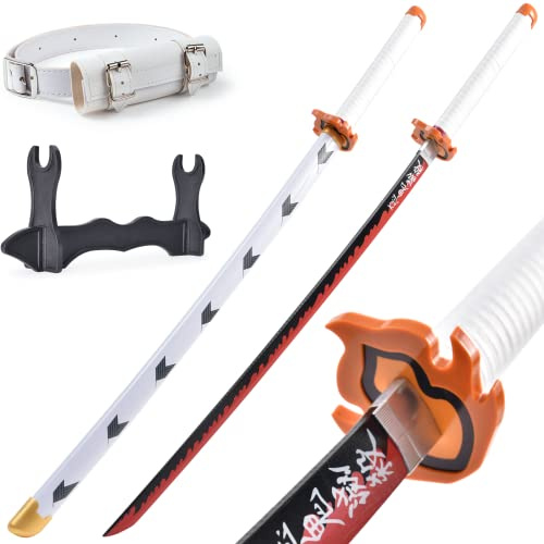 PZOEWUESR Bamboo Demon Slayer Anime Sword, for Role-Playing and Collection.Anime Original Texture. Kyojuro Rengoku Sword