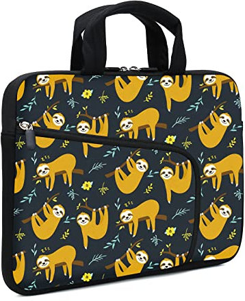 11.6-12.2 Inch Laptop Sleeve Case With Two Pockets - Chromebook, Ultrabook, Notebook, Tablet Neoprene Handle Sleeve for Men Women - Fits Apple MacBook Air, Samsung, Acer, HP, DELL (Sloth)