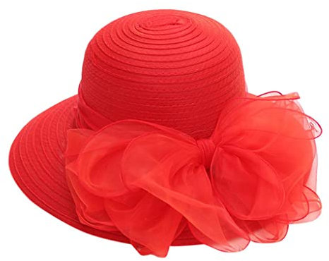 Damen Sonnenhut Sommer Hut Faltbarer Mesh Blumen Hut Elegante Blumen Anti-Uv Sonnenhüte Breite Krempe Strandhut Damenhut für Hochzeit Tea Kirche Party