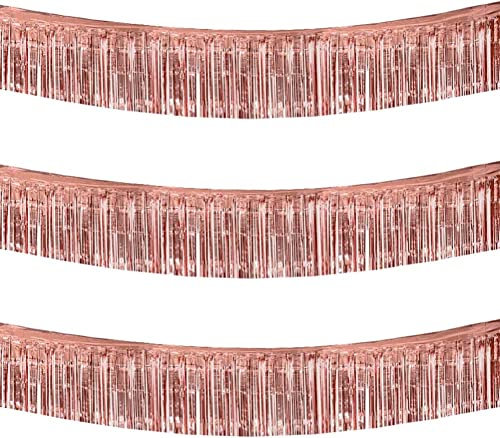 TONIFUL 3-Pakete Metallic Folie Fringe Girlande Rose Gold Wand Hängende Lametta Fringe Banner für Auto Parade Schwimmt Brautdusche Hochzeit Geburtstag Oster Graduation