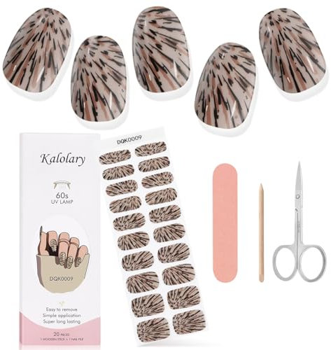 Kalolary Gel Nail Polish Strips, Nail Gel Art Sticker Waterproof Full Nail Wraps Decal Sets with Scissors Nail File and Stick for Women Girls Nail Art Decor (UV/LED Lamp Required)-9